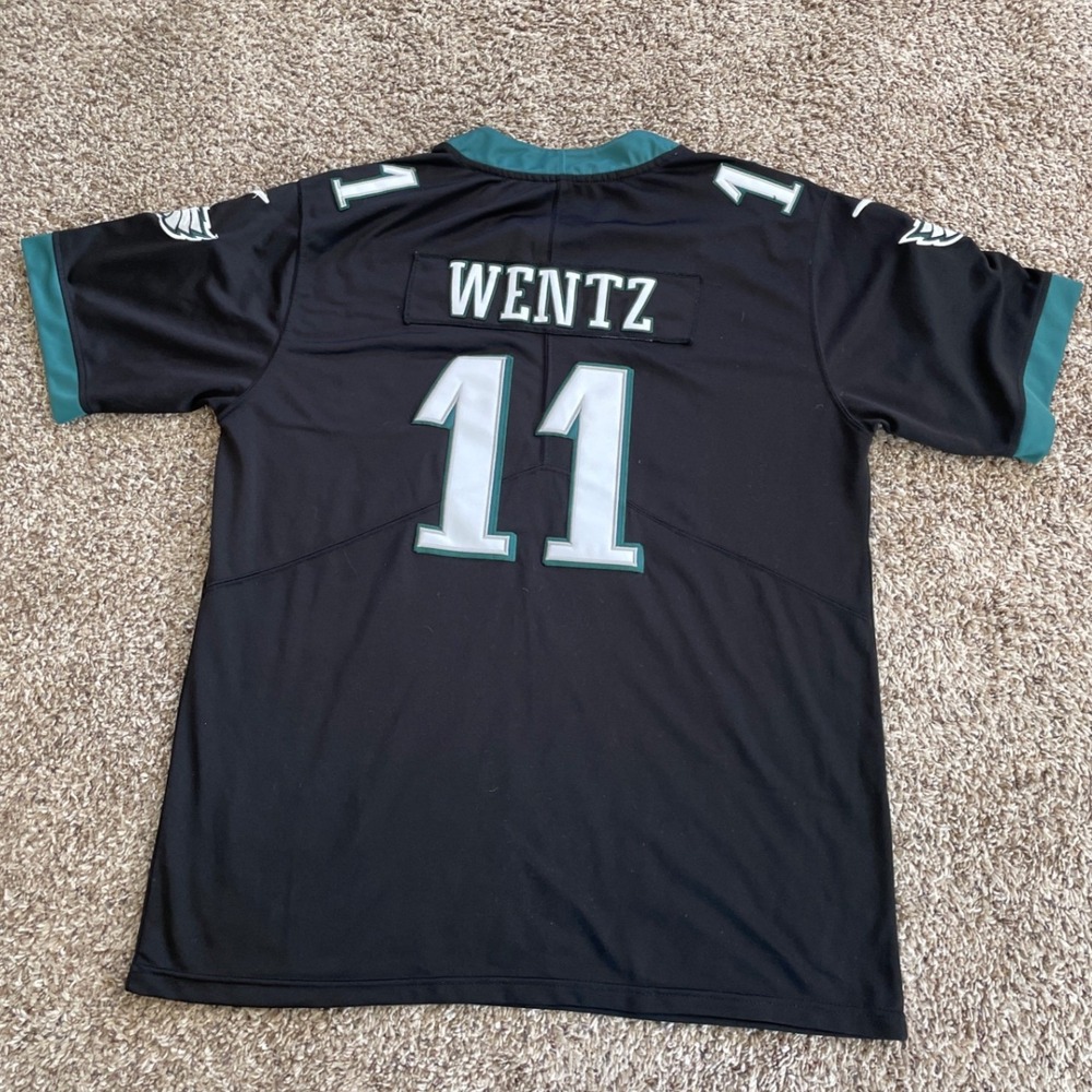 Nike Philadelphia Eagles Carson Wentz 11 NFL 100 Black Jersey Mens XL Stitched - Picture 12 of 16